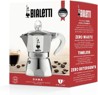 Bialetti DAMA Pure Ice Kaffeebereiter, 1 Tassen, Nicht induktionsgeeignet, 1 Tassen (67 ml), Alumini