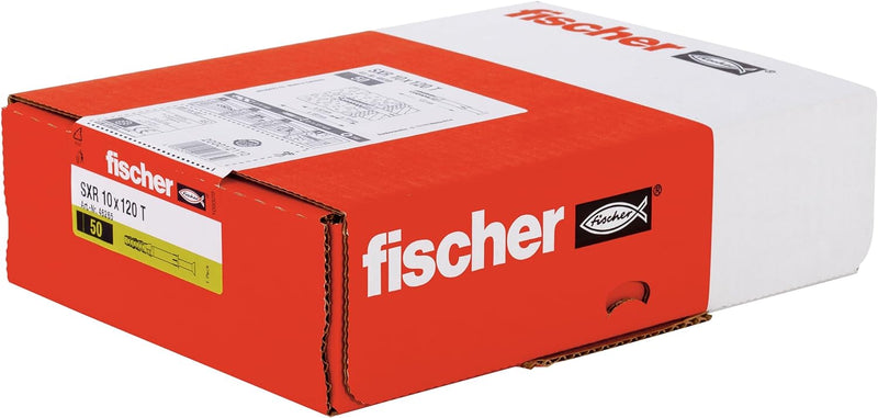 fischer Langschaftdübel SXR 10x120 T, hochwertiger Spreizdübel mit passender Senkkopfschraube, Nylon