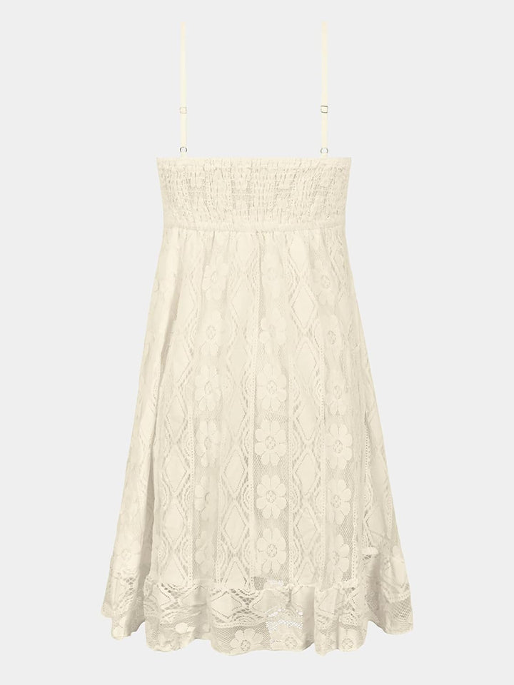 CUPSHE Damen Sommerkleid V Ausschnitt Floral Spitze Quasten Spaghetti Trägerkleid Freizeitkleider Hi