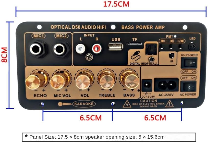 1Set D50 Verstärkerplatine mit Optischem Audio, Bluetooth AMP, USB, FM-Radio, DIY-Audio-Subwoofer, S