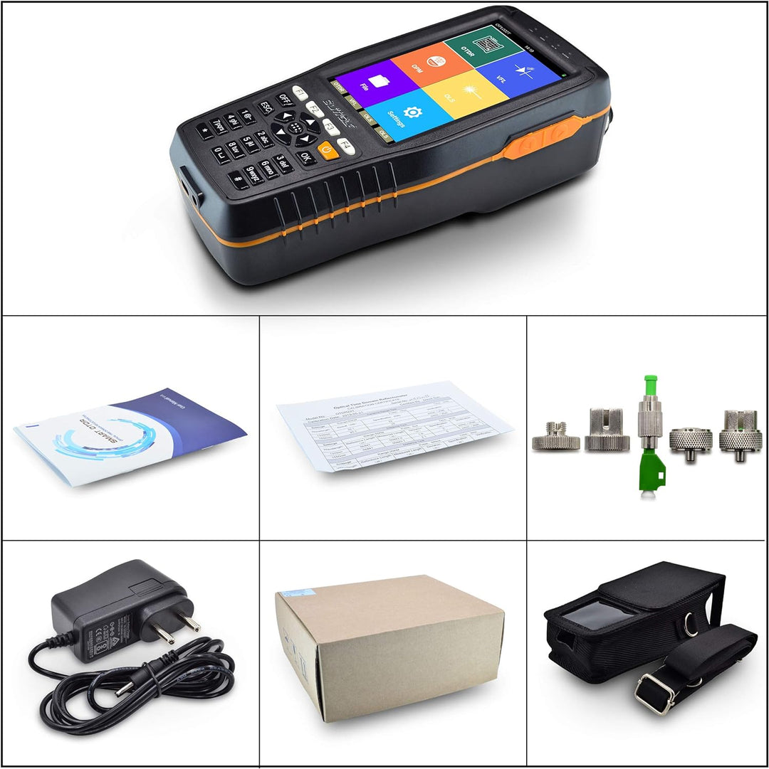 SUWOLF 1310/1550nm 22/20dB Tragbares 4in1 OTDR +VFL+OPM+OLS 4” Touchscreen 60Km OTDR LWL Tester/Opti