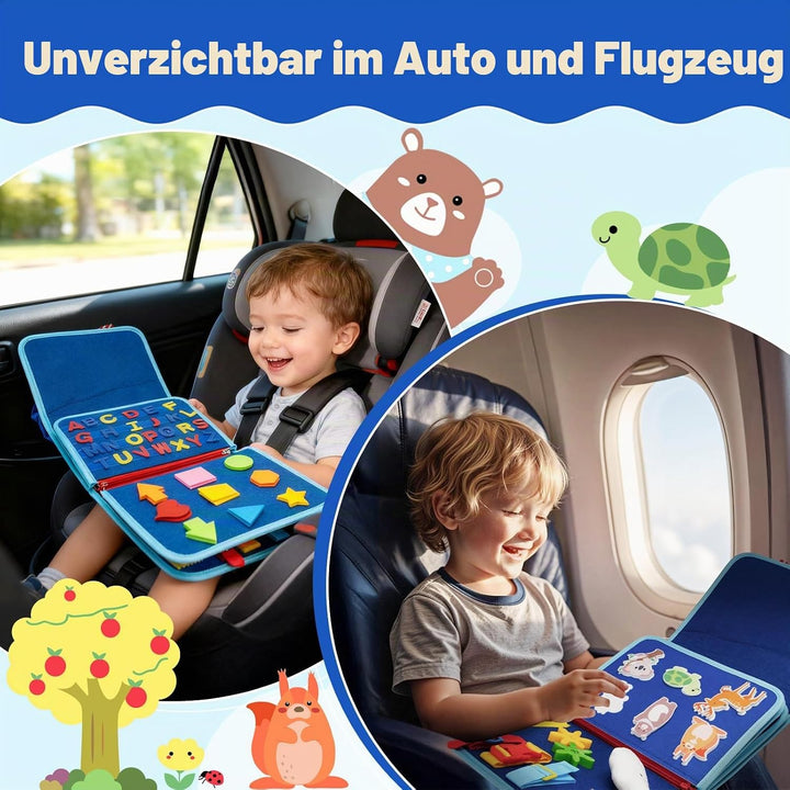Funsland Busy Board Montessori Spielzeug - Kleinkind Activity Board Auto Flugzeug Reisespielzeug, Ba