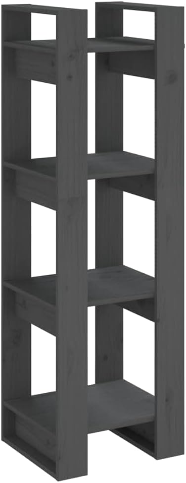 Bussandri Exclusive - Bücherregal/Raumteiler Grau 41x35x125 cm Massivholz Kiefer