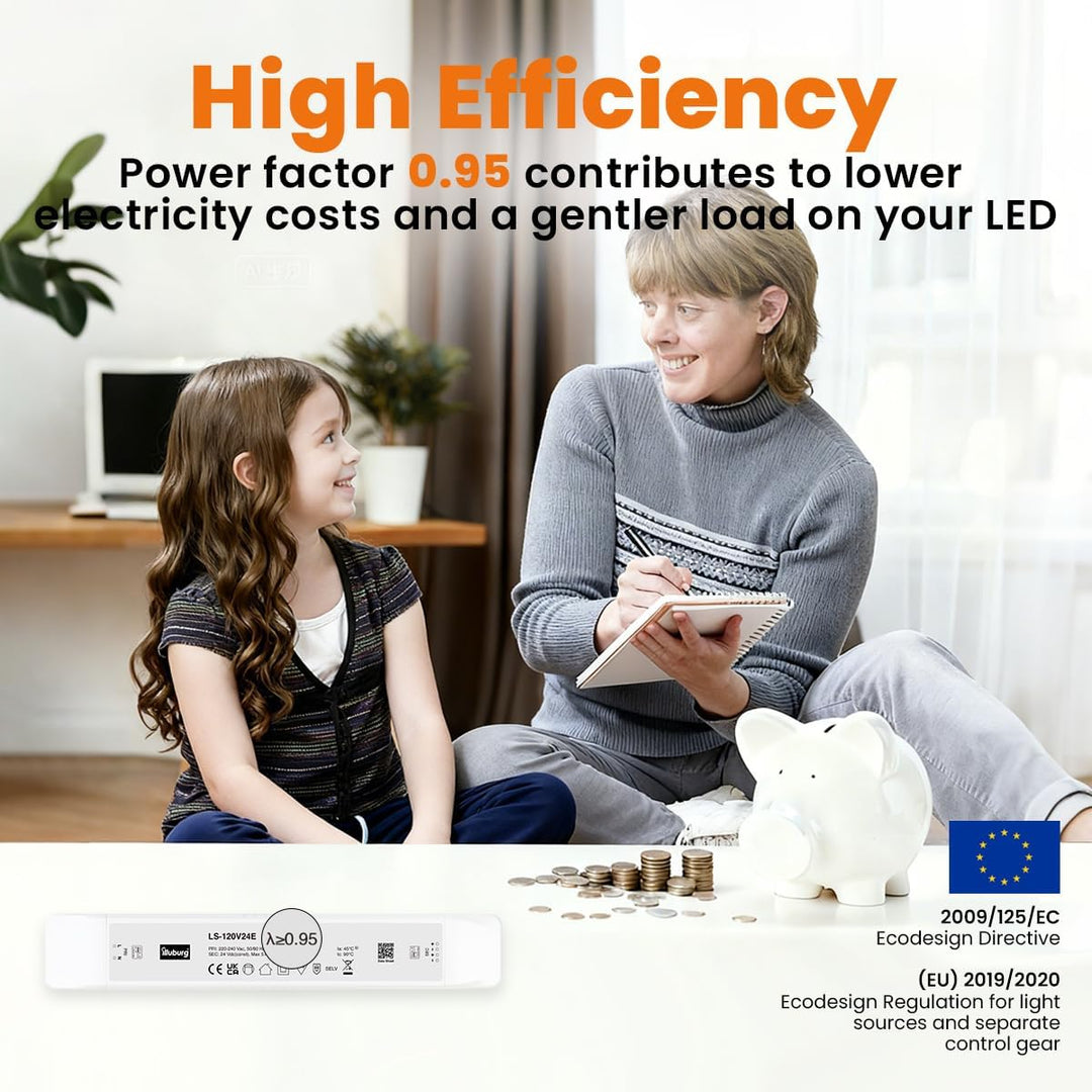 illuburg LED Trafo 24V 120W Flackerfrei für LED Strip Lampe LED Netzteil Treiber Transformator Drive