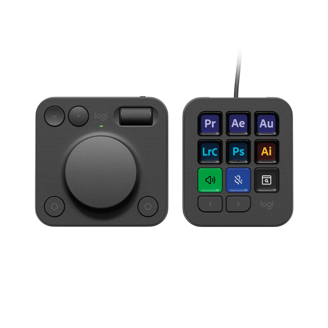 Logitech MX Creative Console, Programmierbares Tastenfeld mit 9 anpassbaren LCD-Tasten und Regler fü