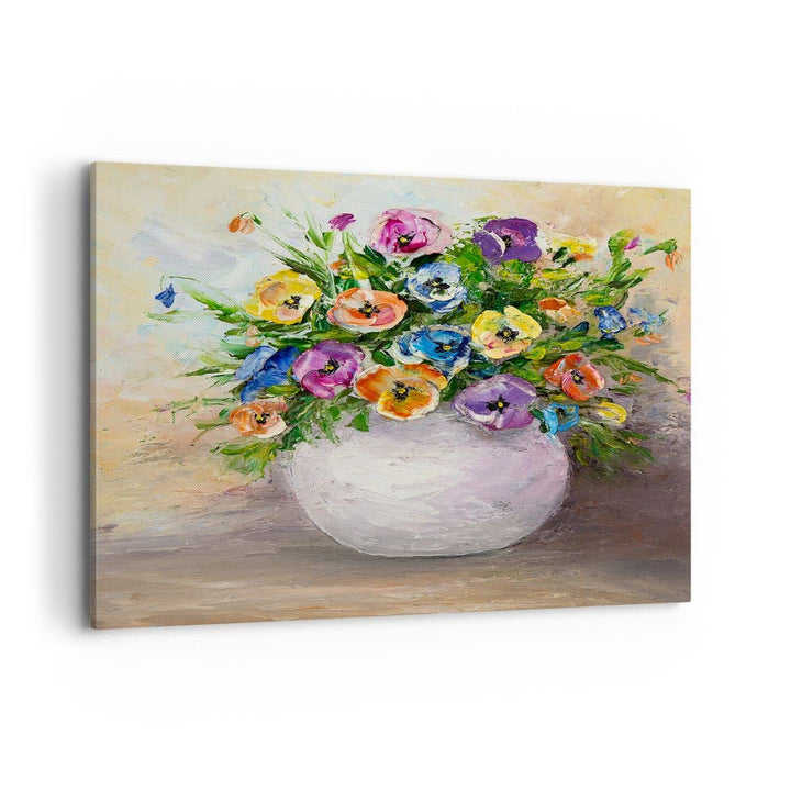 Bilder auf Leinwand 100x70cm Leinwandbild Blumen Blumenstrauss Vase bunt Gross Wanddeko Bild Schlafz