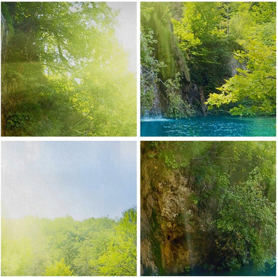 Wandbilder Dekoration Wohnzimmer Wasserfall Forrest Himmel Panorama Bilder auf Leinwand 120x50cm Lei