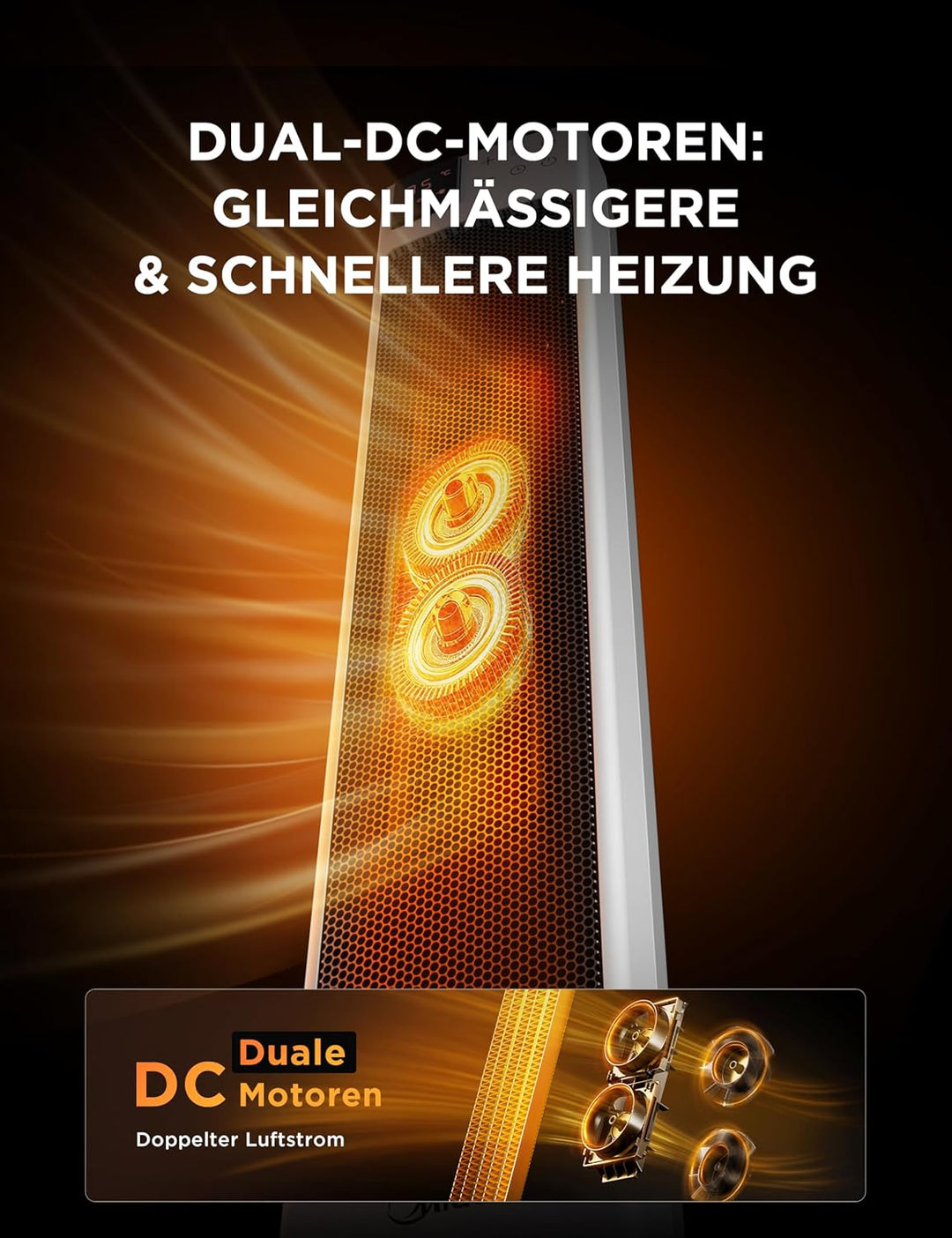 Midea NTH20-22GR(WH) Heizlüfter Energiesparend Leise mit Fernbedienung,PTC 2000 Watt Keramik Heizlüf
