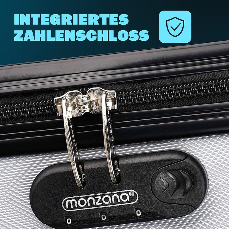 Monzana® Kofferset Baseline Hartschalen Koffer S-M-L-XL Gel-Griffe 4 Rollen ABS Hardcase Schloss Füs