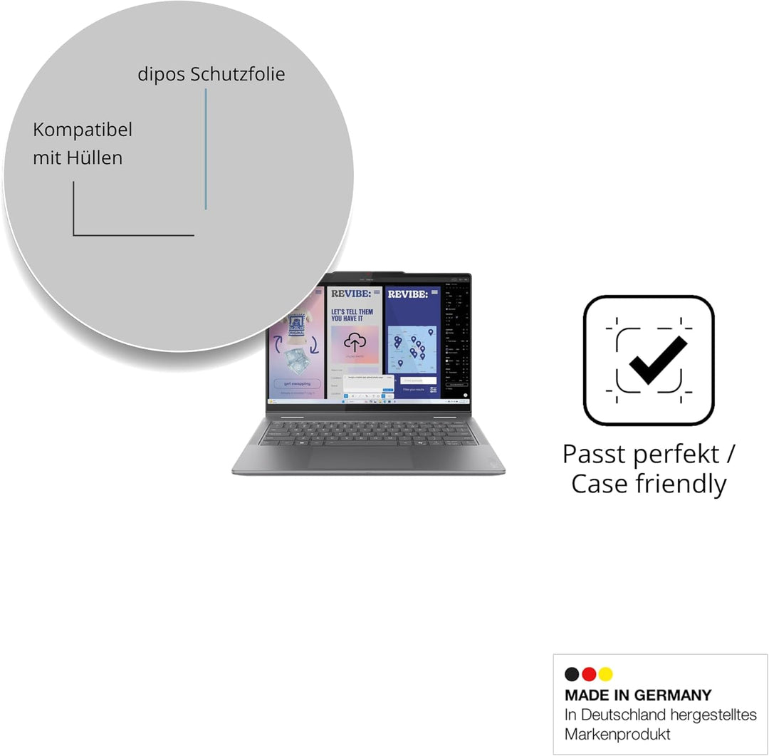 dipos I 2x Schutzfolie klar passend für Lenovo Yoga 7 2in1 14ILL10 Folie Displayschutzfolie, Ultra-D