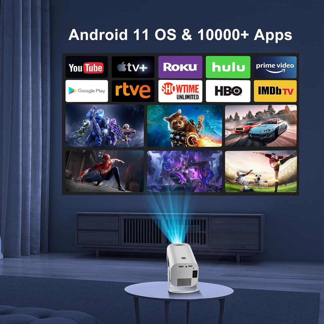 Eroshoo Mini Beamer,Handy Beamer 4K Unterstützung mit Ständer,1080P Mini Projektor Android,Heimkino