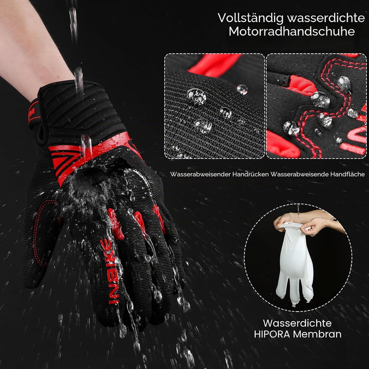 INBIKE Winter Motorradhandschuhe Wasserdicht Warm Winddicht mit Harter Schutz Motocross Motorrad Han
