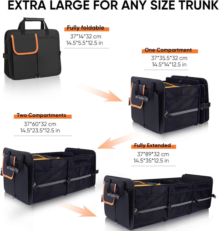 105L Auto Kofferraum Organizer,Kofferraum Organizer mit Kühltasche, Zusammenklappbarer Auto Organize