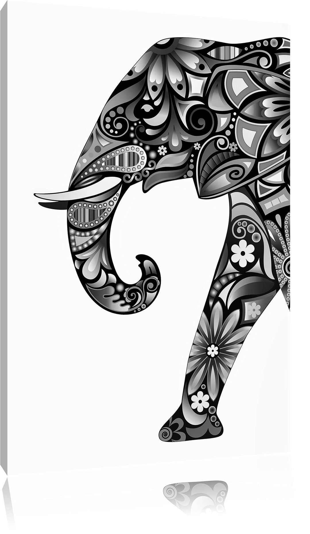 Pixxprint Elefant mit Ornamenten als Leinwandbild/Grösse: 100x70 / Wandbild/Kunstdruck/fertig bespan