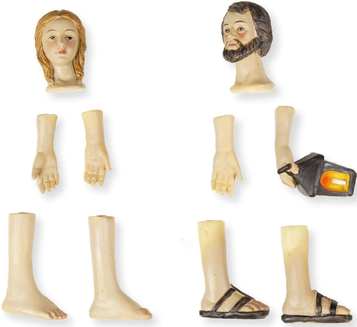 FADEDA 10x Körperteile, Josef + Maria/Höhe:15 cm/handbemalt/detailgetreue Krippen Figuren - Weihnach