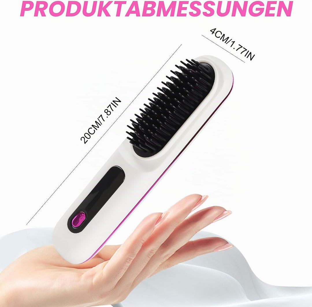 Kabellos Stylingbürste Für Kurze Haare - Anti Gabel Elektrische Haarbürste, Glatter Gerader Glättbür