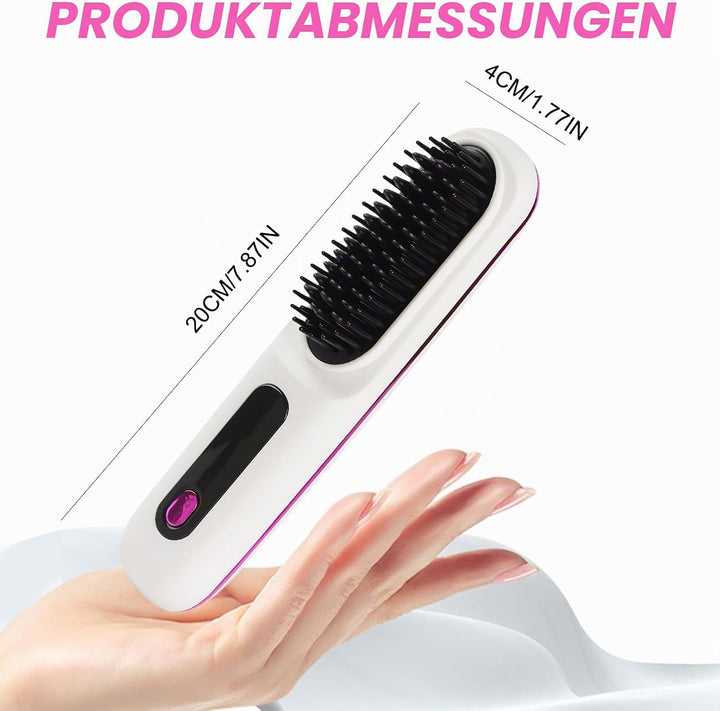 Kabellos Stylingbürste Für Kurze Haare - Anti Gabel Elektrische Haarbürste, Glatter Gerader Glättbür