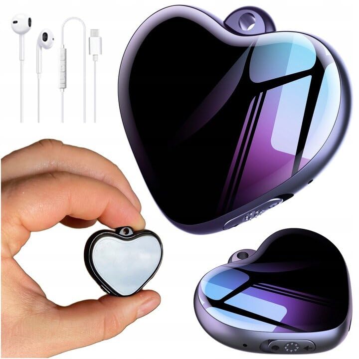 Mini Diktiergerät Q66 Herzform | 8GB USB Audio-Aufnahmegerät | Diktaphon mit Sprachaktivierung, 3072