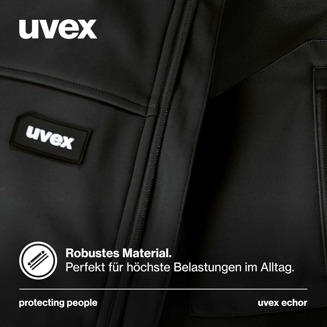 Uvex Echor Softshell-Arbeitsjacke für Herren - atmungsaktiv & wasserabweisend M Schwarz, M Schwarz