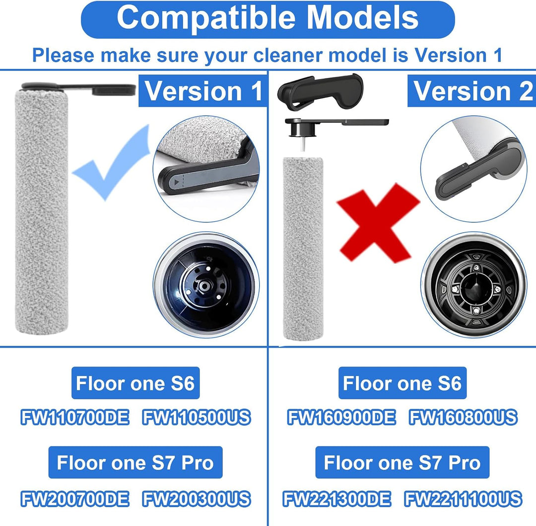 Fixbetter Ersatzbürstenrolle und HEPA-Filter passend für Tineco FLOOR ONE S7 PRO/FLOOR ONE S6 Akku-N