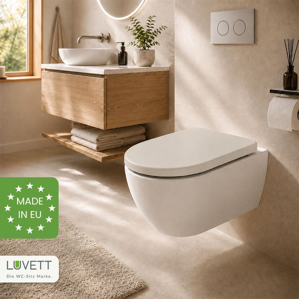 LUVETT® WC-Sitz mit Absenkautomatik D140 D-Form Soft Close® & TakeOff EasyClean Abnahme, hygienisch