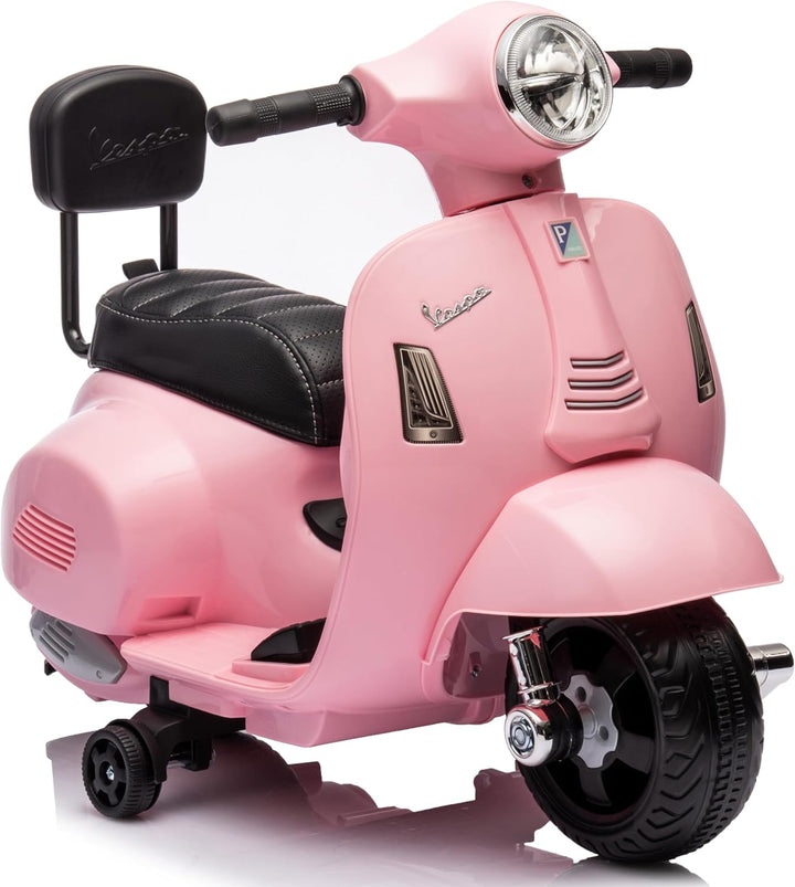 Vespa Elektroroller Elektrofahrzeug Kinderfahrzeug Scooter (Rosa mit Rückenlehne), Rosa