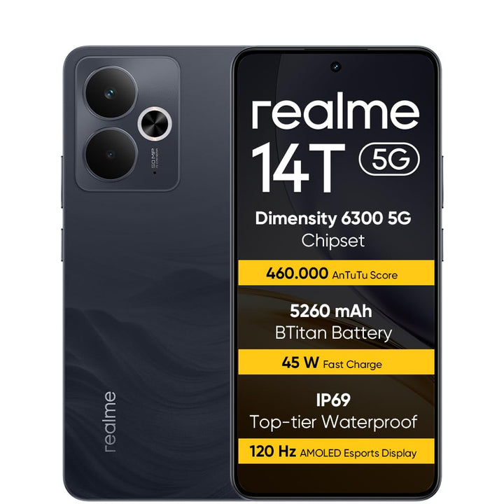 realme 14T 5G Smartphone 8+256GB, Dimensity 6300 5G Chipsatz, 6000mAh Titan Battery, 45W Fast Charge