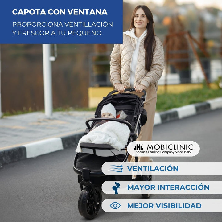 Mobiclinic® kids, 3-rad-kinderwagen, Agnes, Geländereifen, Einhandlenker, 5-punkt-gurtsystem, Rücken