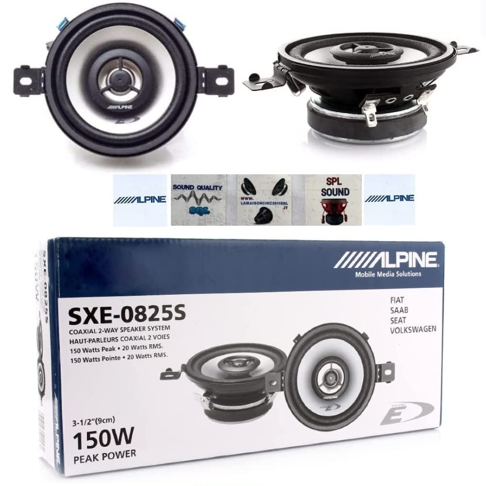 KIT-Set FÜR Alpine SXE-0825S 2 2-Wege-Koaxiallautsprecher, 8,7 cm, 87 mm, 3,5 Zoll Durchmesser, 20 W