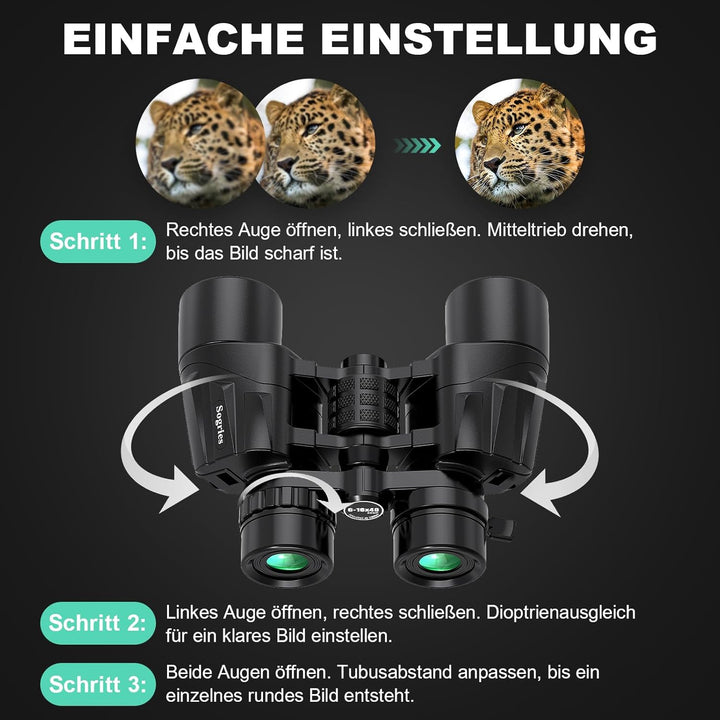 Fernglas mit 6-16 x 40 Zoom für Erwachsene, leistungsstarkes Militär-Fernglas für Vogelbeobachtung,
