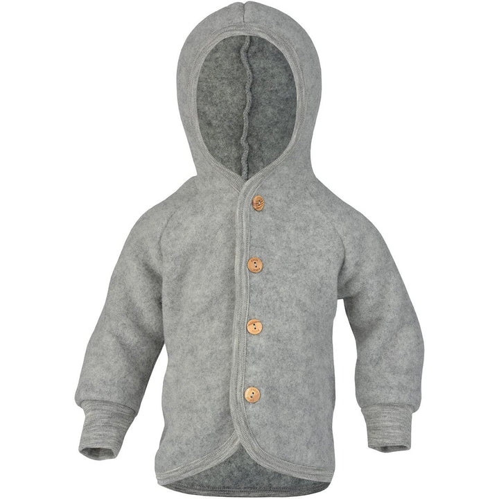 Engel Baby Jacke mit Kapuze Wollfleece 50-56 Hellgrau Melange, 50-56 Hellgrau Melange