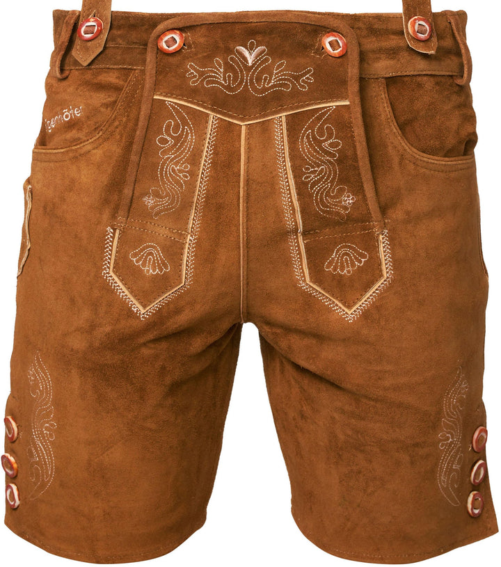 STEIGENHÖFER Lederhose Herren Tracht kurz - Anton - Trachtenhose mit Trägern - 100% Rindsleder - Tra