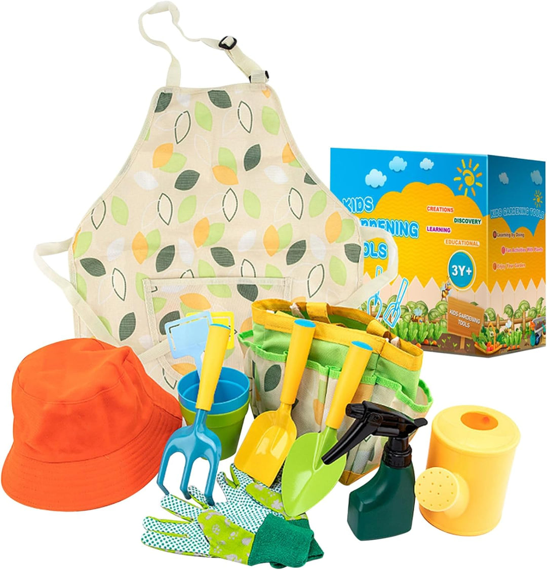 Kleinkind-Gartenset, Kinder-Gartenset, 11-teilig, inklusive Schaufel, Rechen, Giesskanne, Handschuhe
