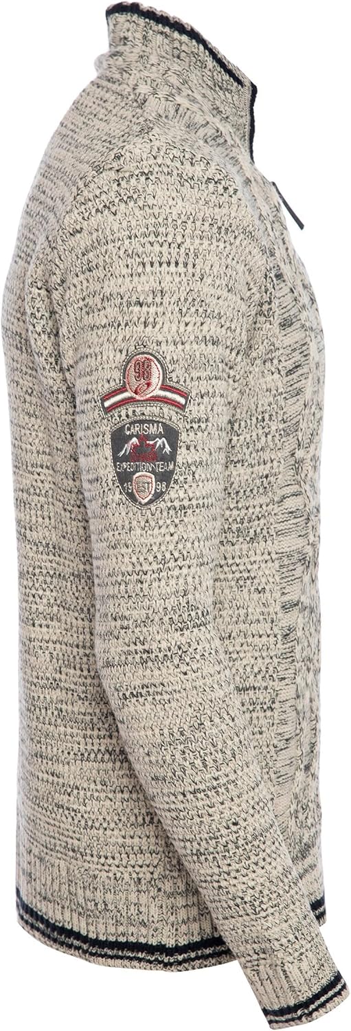 Carisma Strickpullover für Herren • Herren Troyer mit Stickerei • Angenehmer Regular Fit Pullover fü