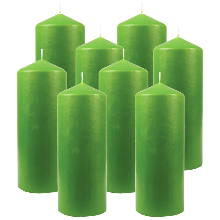 Bestgoodies Stumpenkerzen Wachskerzen Ø6cm x 17cm (8er Pack) Limette - Lange Brenndauer, Hergestellt