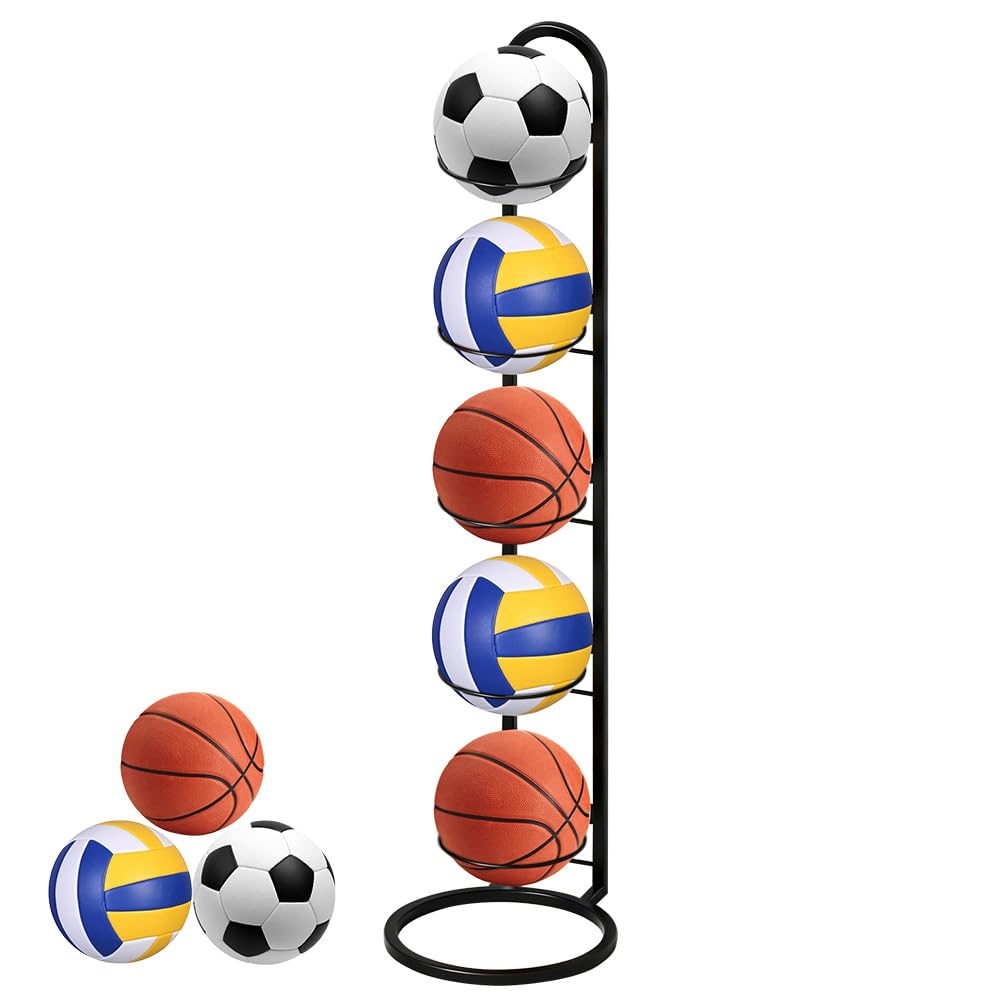 5 Stufiger Ballständer, Vertikale Ballaufbewahrung Abnehmbare Ballregal Fussball Ständer, Ballaufbew