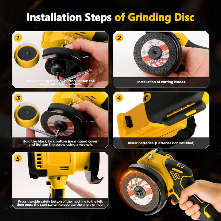 Mini-Winkelschleifer für DEWALT 18V 20V Akkus, 7,6 cm, schnurloses Trennwerkzeug, 20.000 U/min, bürs
