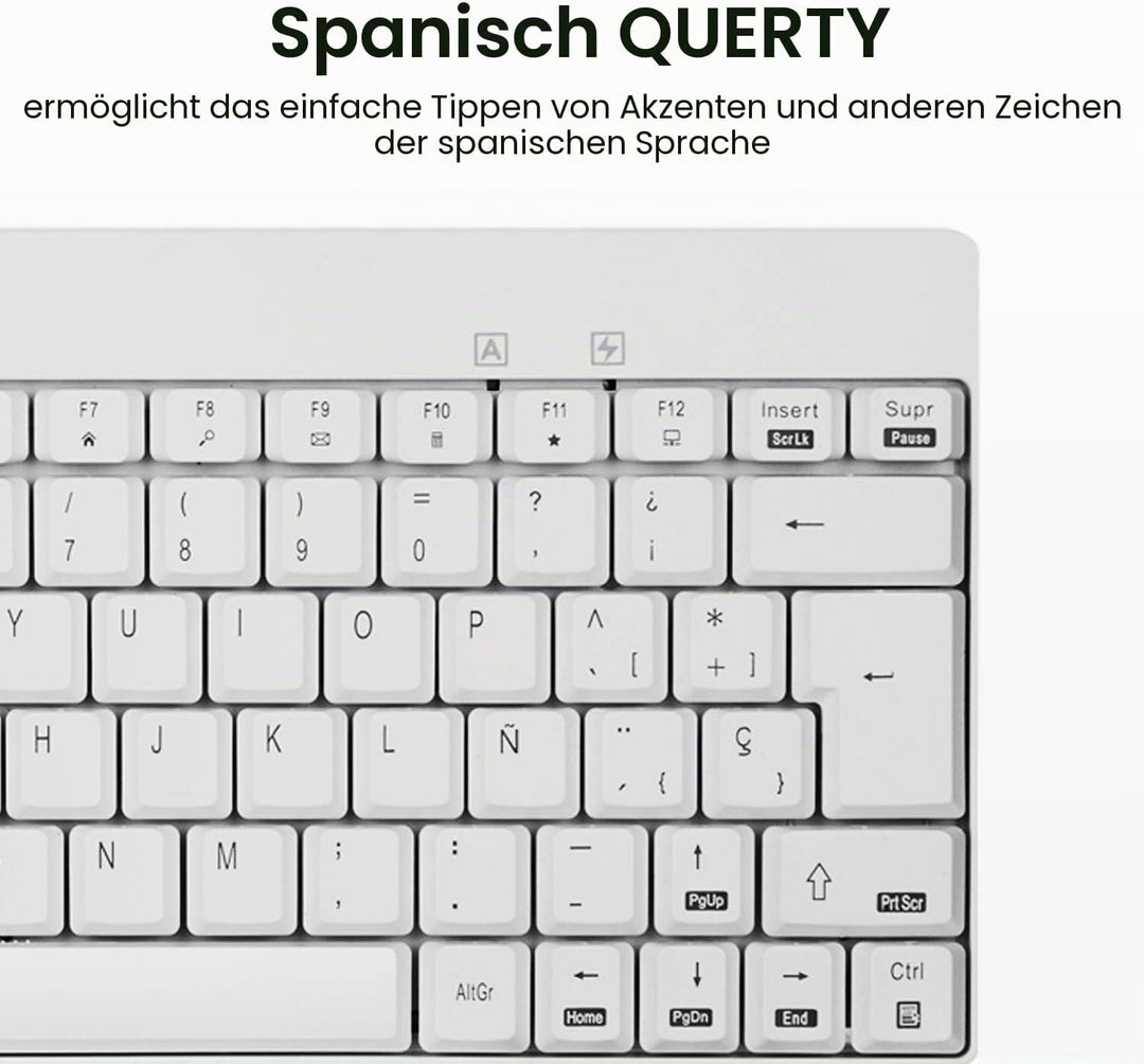 Perixx Periduo-712 Mini-Set Wireless-Tastatur und Maus, leicht und klein - Schwarz/Rot Español QWERT