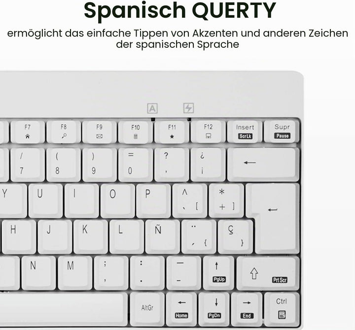 Perixx Periduo-712 Mini-Set Wireless-Tastatur und Maus, leicht und klein - Schwarz/Rot Español QWERT