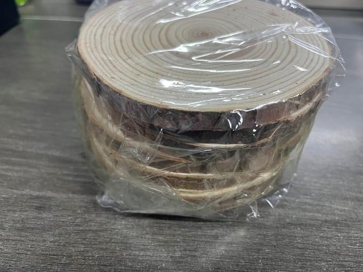 15 Stück Holzscheiben, BetterJonny Rund 12-14cm Holz Log Scheiben Kit mit Loch Unvollendete Holzkrei