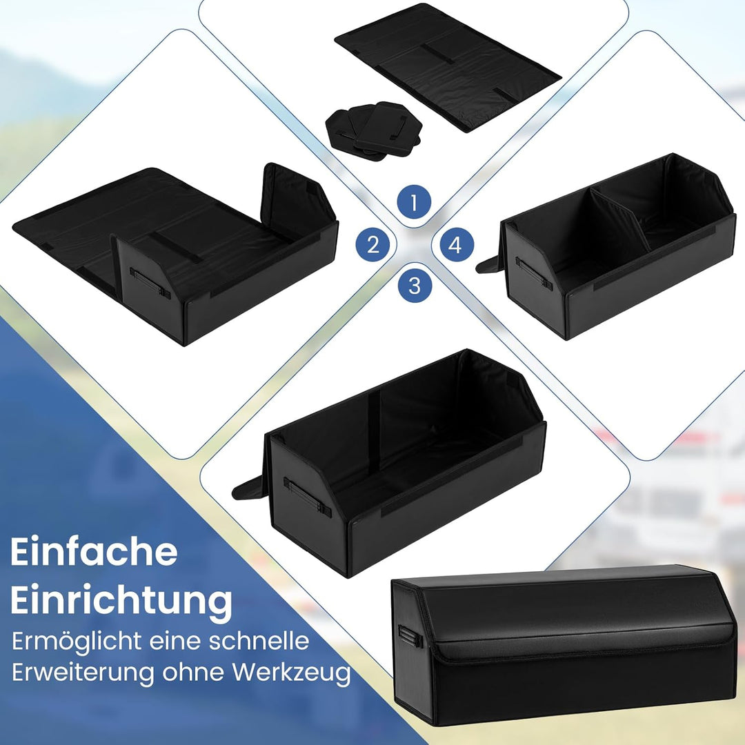GYMAX Faltbarer Kofferraum Organizer, wasserdicht & verschleissfest, Auto Kofferraum mit grosses Fas