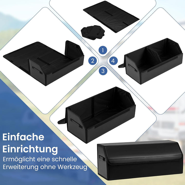 GYMAX Faltbarer Kofferraum Organizer, wasserdicht & verschleissfest, Auto Kofferraum mit grosses Fas