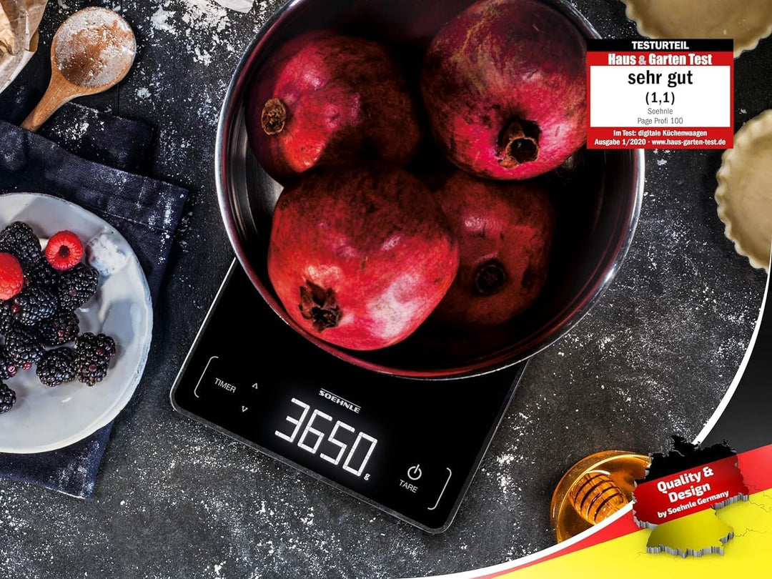 Soehnle Page Profi 100, digitale Küchenwaage, schwarz, Gewicht bis zu 15 kg (1-g-genau), Haushaltswa