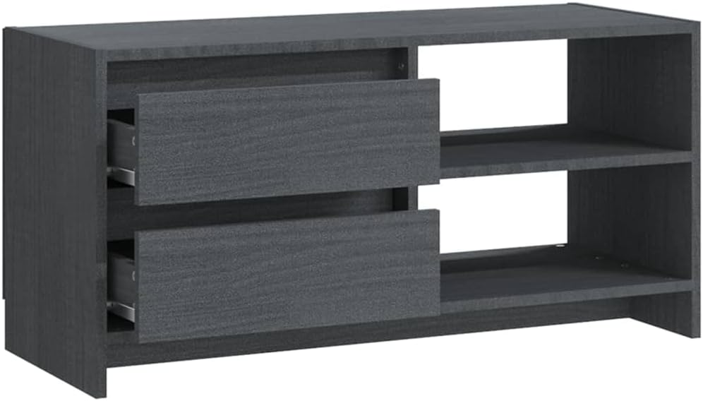 homiuse TV-Schrank TV Lowboard Grau 80x31x39 cm Massivholz Kiefer TV Board Fernsehschrank Fernsehtis