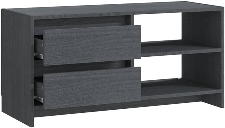 homiuse TV-Schrank TV Lowboard Grau 80x31x39 cm Massivholz Kiefer TV Board Fernsehschrank Fernsehtis