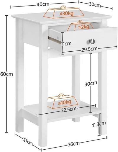 Yaheetech 2er Set Nachttisch Beistelltisch mit Schublade und Ablage Nachtkommode Moderner Telefontis