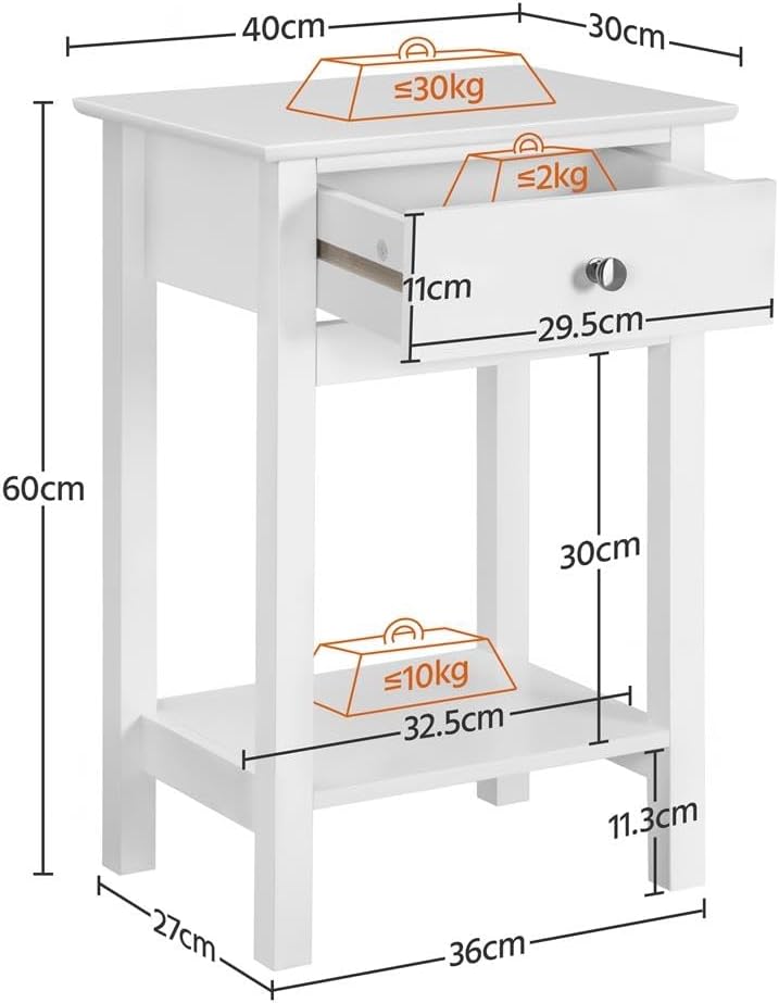 Yaheetech 2er Set Nachttisch Beistelltisch mit Schublade und Ablage Nachtkommode Moderner Telefontis