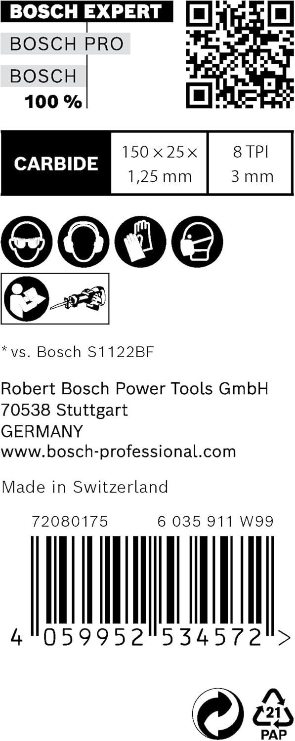 Bosch Professional 10x Expert ‘Thick Tough Metal’ S 955 CHC Säbelsägeblatt (für Zäher Stahl, Gusseis