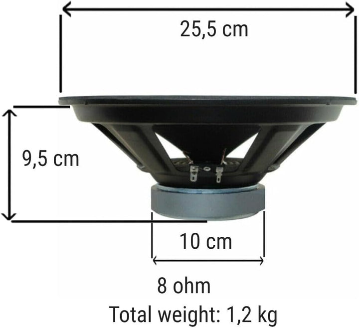 WEB 1 W-108 25,00 cm 250 mm 10" woofer Lautsprecher mit 75 watt rms und 150 watt max mit 8 ohm imped