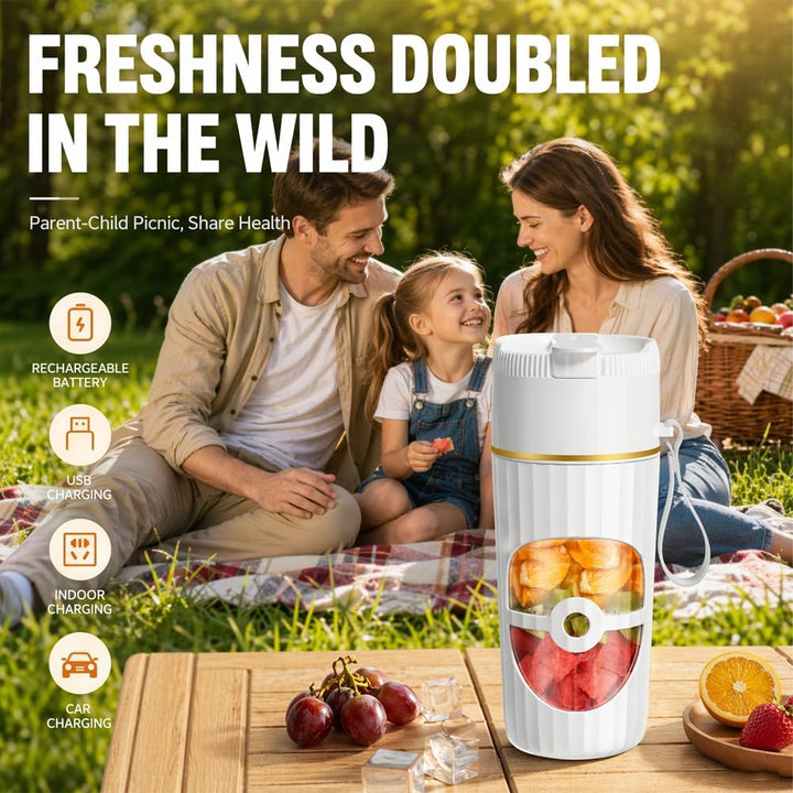 Gohytal Kleine Tragbarer Mixer, 400ml Smoothie Maker, Kleiner Mixer mit 10 Edelstahl Klingen, USB Wi